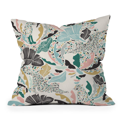 evamatise Surreal Wilderness Colorful Jungle Outdoor Throw Pillow