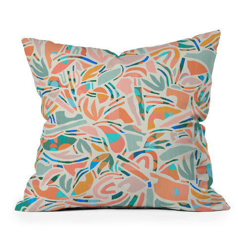 evamatise Tropical CutOut Shapes in Mint Outdoor Throw Pillow