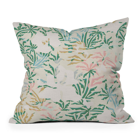 evamatise Tropical Jungle Landscape Abstraction Outdoor Throw Pillow
