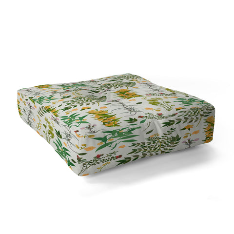 evamatise Vintage Wildflowers Cozy Floor Pillow Square