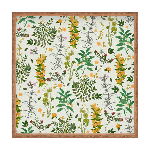 evamatise Vintage Wildflowers Cozy Square Tray