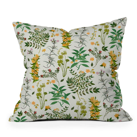 evamatise Vintage Wildflowers Cozy Throw Pillow