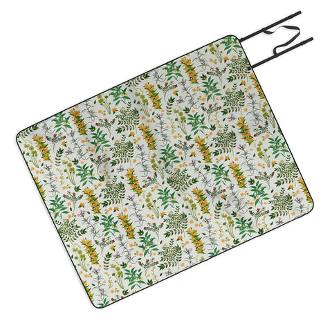 evamatise Vintage Wildflowers Cozy Picnic Blanket