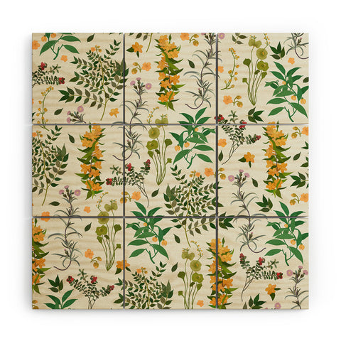 evamatise Vintage Wildflowers Cozy Wood Wall Mural