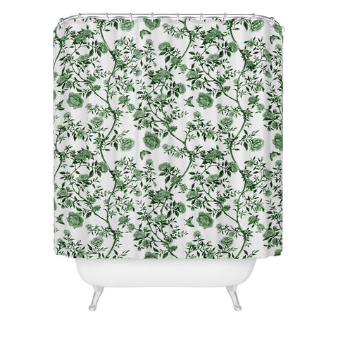 Evanjelina & Co Chinoiserie Emerald Green Shower Curtain