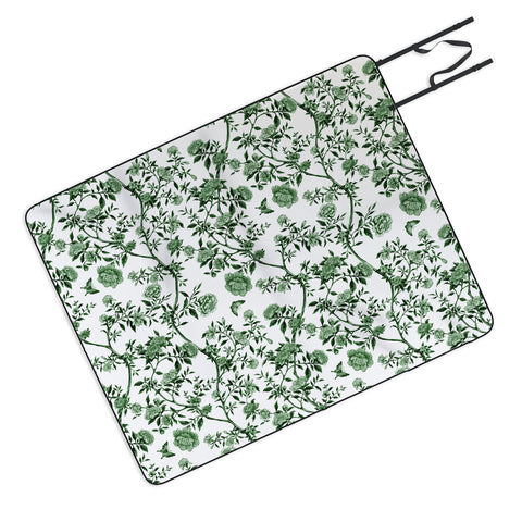 Evanjelina & Co Chinoiserie Emerald Green Picnic Blanket