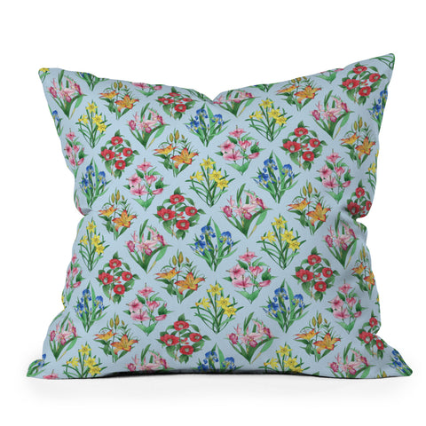 Evanjelina & Co Japanese Collection Blue Throw Pillow