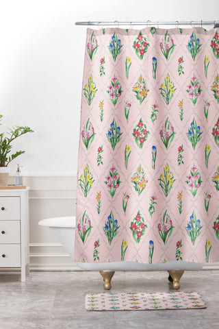 Evanjelina & Co Japanese Collection Pink Shower Curtain And Mat