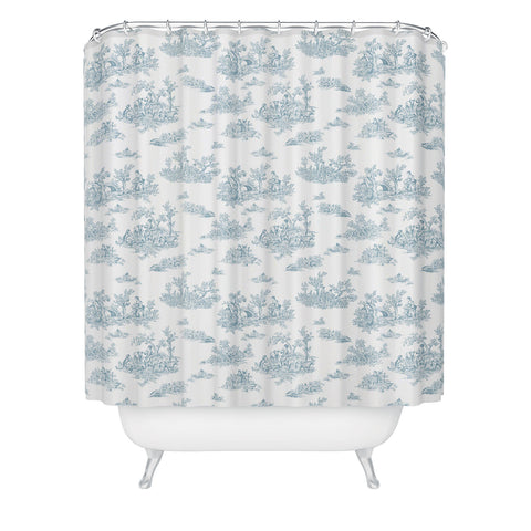 Evanjelina & Co Toile De Jouy Duck Egg Blue Shower Curtain