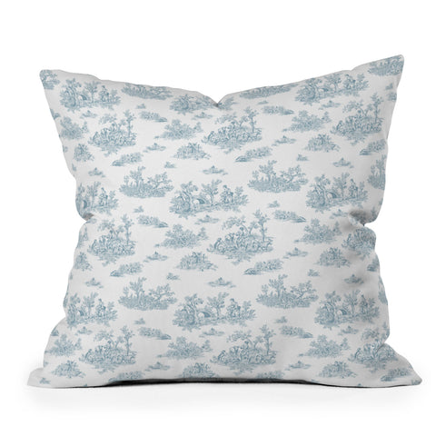 Evanjelina & Co Toile De Jouy Duck Egg Blue Throw Pillow