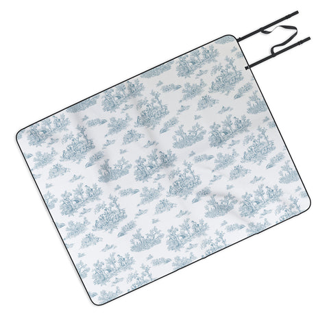 Evanjelina & Co Toile De Jouy Duck Egg Blue Picnic Blanket