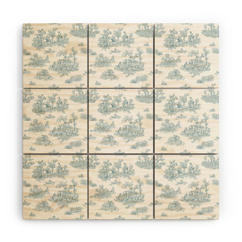 Evanjelina & Co Toile De Jouy Duck Egg Blue Wood Wall Mural