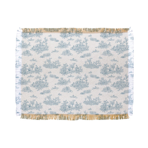 Evanjelina & Co Toile De Jouy Duck Egg Blue Throw Blanket