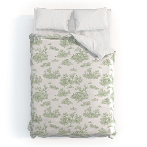 Evanjelina & Co Toile De Jouy Sage Duvet Cover