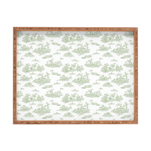 Evanjelina & Co Toile De Jouy Sage Rectangular Tray