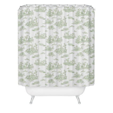 Evanjelina & Co Toile De Jouy Sage Shower Curtain