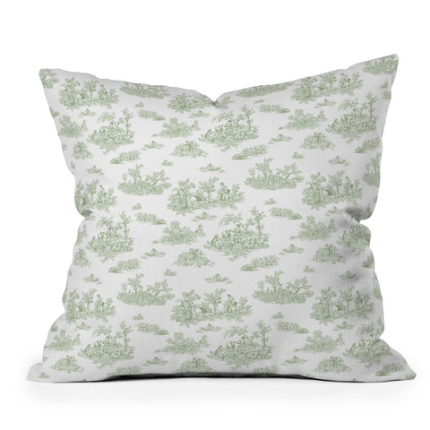 Evanjelina & Co Toile De Jouy Sage Throw Pillow