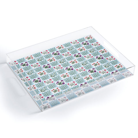 Evanjelina & Co Turkish Ebru Checkered Flower Acrylic Tray