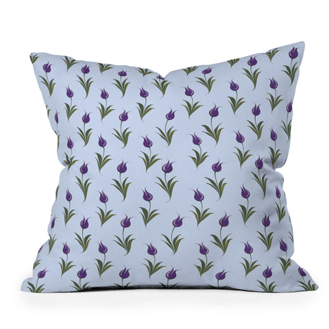 Evanjelina & Co Turkish Ebru Purple Tulip Throw Pillow