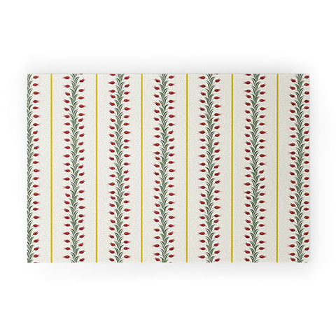 Evanjelina & Co Turkish Ebru Red Tulips Welcome Mat
