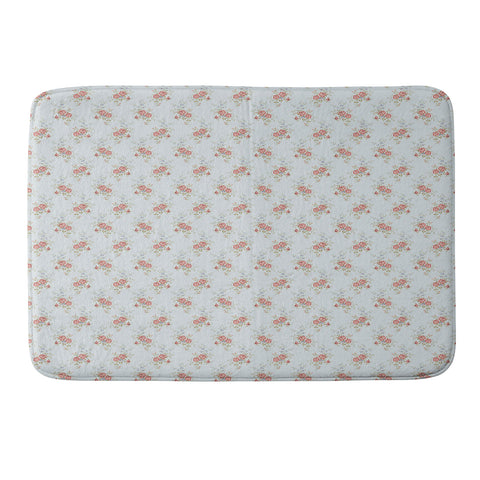 Evanjelina & Co Vintage French Flower Blue I Memory Foam Bath Mat