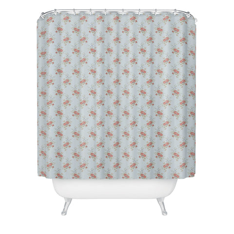 Evanjelina & Co Vintage French Flower Blue I Shower Curtain
