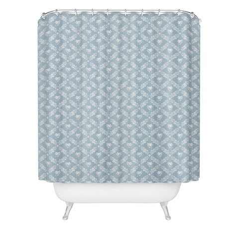 Evanjelina & Co Vintage French Flower Blue Shower Curtain