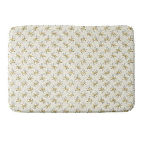 Evanjelina & Co Vintage French Flower Cream Yellow Memory Foam Bath Mat