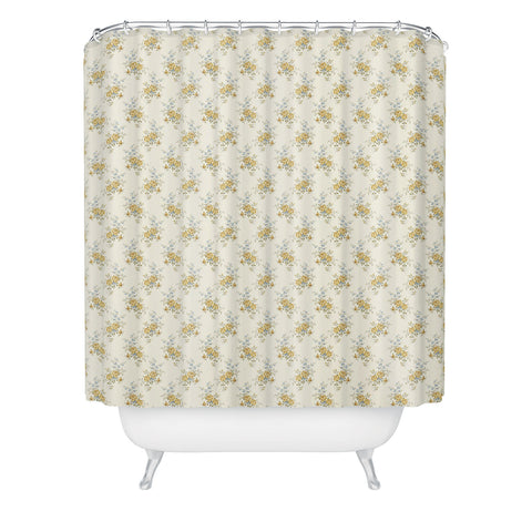 Evanjelina & Co Vintage French Flower Cream Yellow Shower Curtain