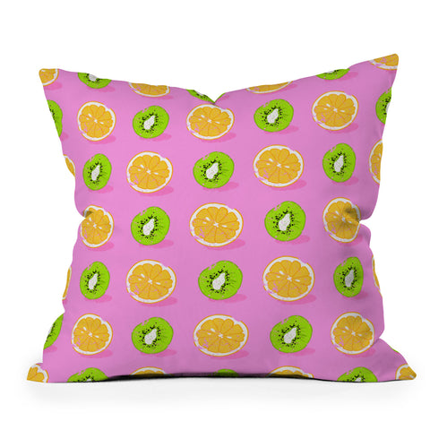 Evgenia Chuvardina Orange and kiwi Outdoor Throw Pillow