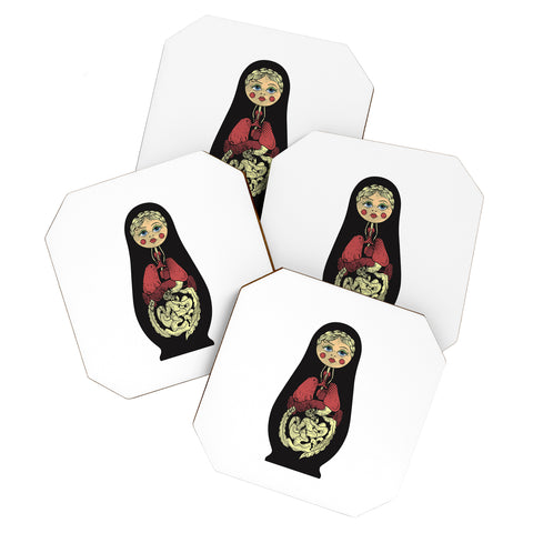Evgenia Chuvardina Russian doll Coaster Set