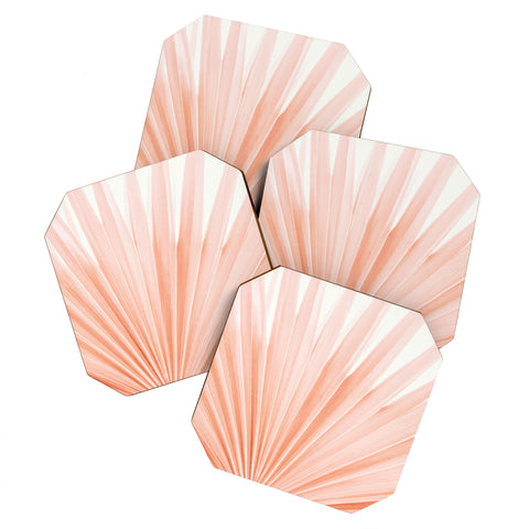Eye Poetry Photography Blush Pink Fan Palm Coaster Set
