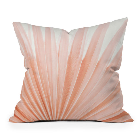 Eye Poetry Photography Blush Pink Fan Palm Outdoor Throw Pillow