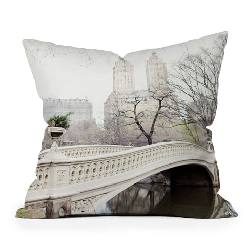 Eye Poetry Photography Bow Bridge in Central Park Outdoor Throw Pillow