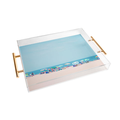 Eye Poetry Photography Colorful Umbrellas on the Beach Acrylic Tray