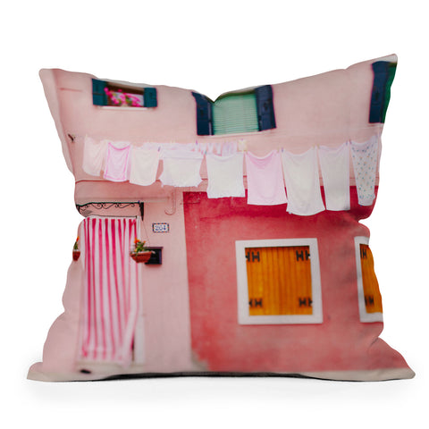 Eye Poetry Photography Laundry Day in Burano Italy Throw Pillow