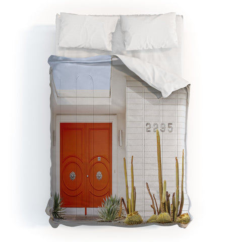 Eye Poetry Photography Orange Door in Palm Springs Comforter