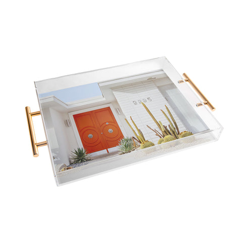 Eye Poetry Photography Orange Door in Palm Springs Acrylic Tray