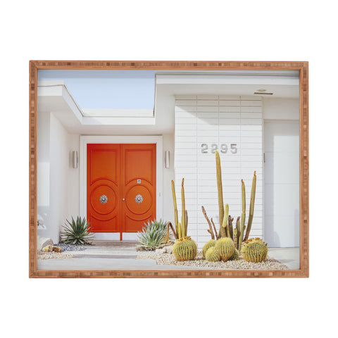 Eye Poetry Photography Orange Door in Palm Springs Rectangular Tray