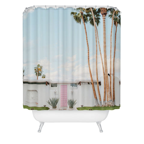 Eye Poetry Photography Pink Door in Palm Springs Shower Curtain