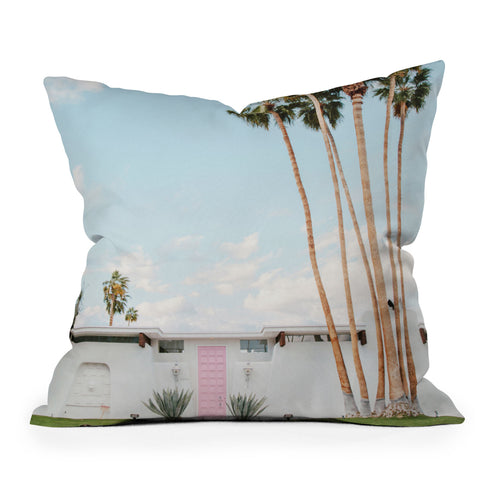 Eye Poetry Photography Pink Door in Palm Springs Throw Pillow