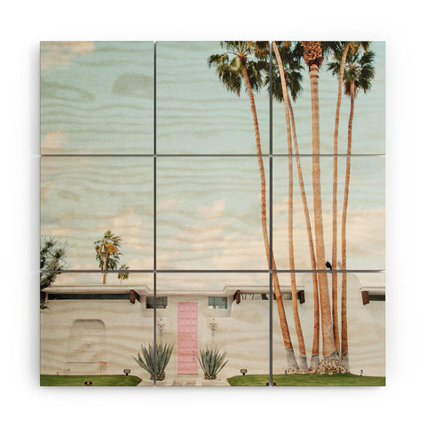 Eye Poetry Photography Pink Door in Palm Springs Wood Wall Mural