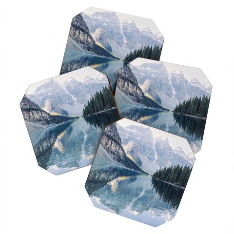 Eye Poetry Photography Sunrise Reflections Moraine Lake Banff Mountain Coaster Set