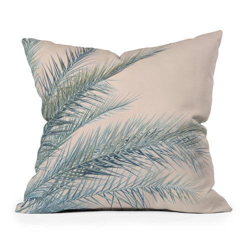 Eye Poetry Photography Tropical Palms on Blush Pink Boho Nature Outdoor Throw Pillow