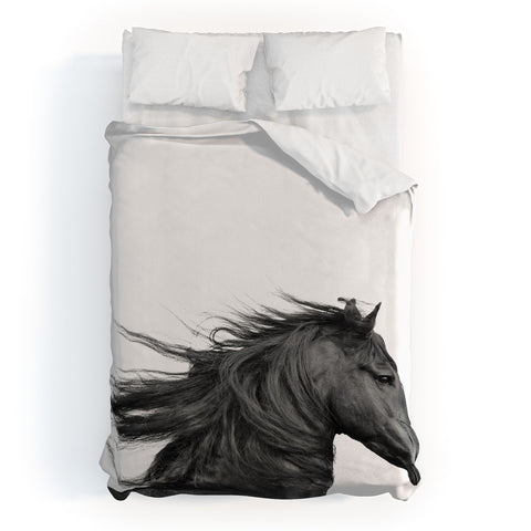 Eye Poetry Photography Wild Horse Photography in Black and White Duvet Cover
