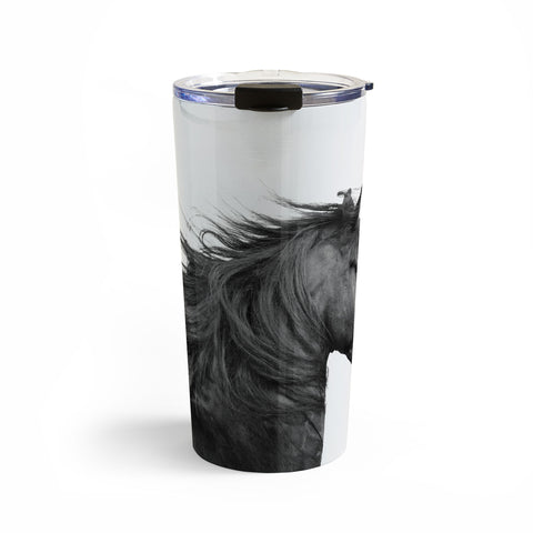 Eye Poetry Photography Wild Horse Photography in Black and White Travel Mug