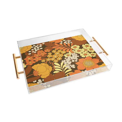 Eyestigmatic Design Brown Yellow Orange Ivory Retro Acrylic Tray