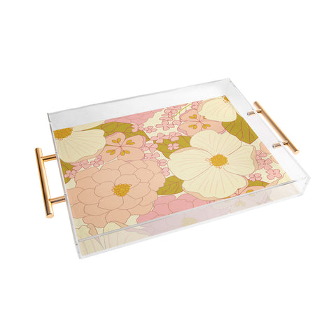 Eyestigmatic Design Pink Pastel Vintage Floral Acrylic Tray
