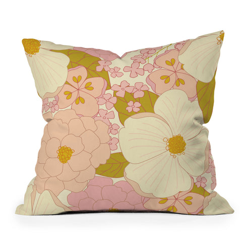 Eyestigmatic Design Pink Pastel Vintage Floral Outdoor Throw Pillow