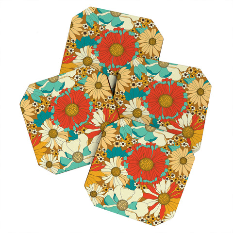 Eyestigmatic Design Red Orange Turquoise Brown Retro Coaster Set